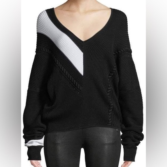 rag & bone Sweaters - rag & bone Cricket 100% Cotton Black & White V-neck Knit Sweater Size Small